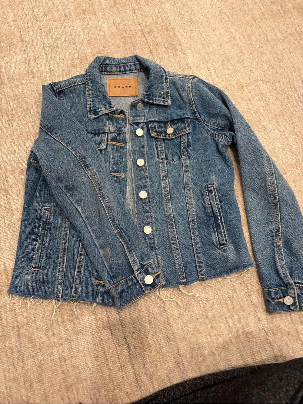 Blank NYC Medium Blue Distressed Denim Jacket - Women